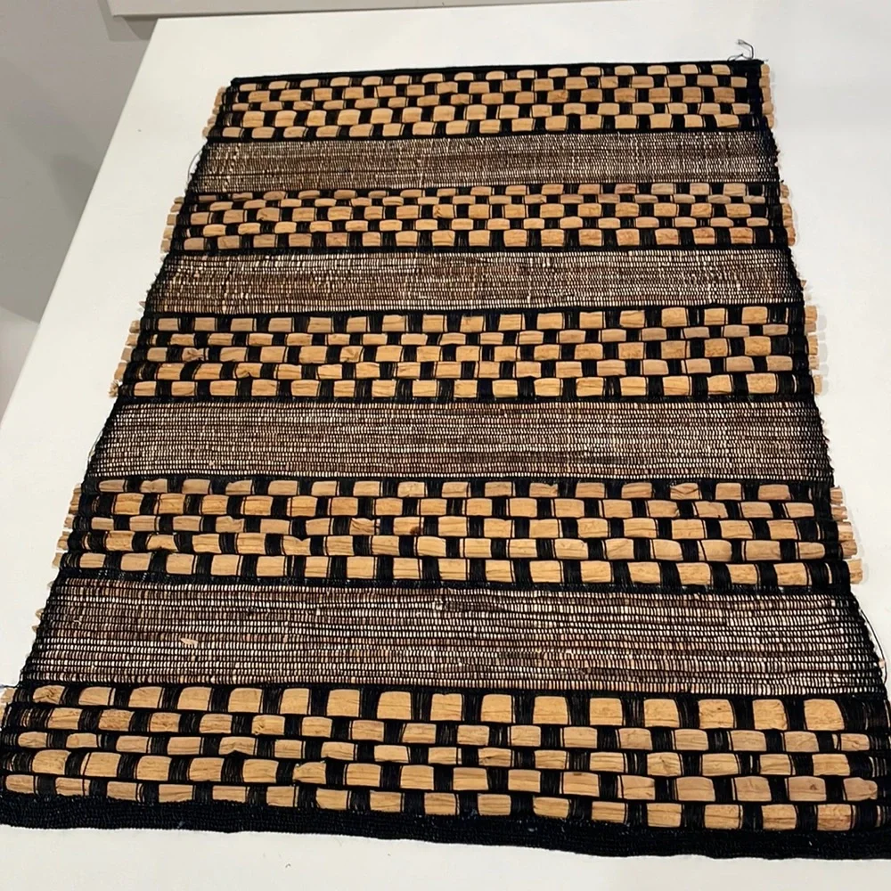 Set of 4 raffia woven placements in black and brown. Gently used. - Picture 3 of 3